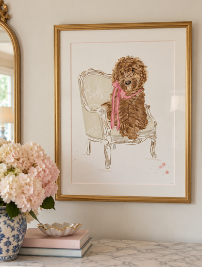 SIT PRETTY DOODLE PINK - Art Print
