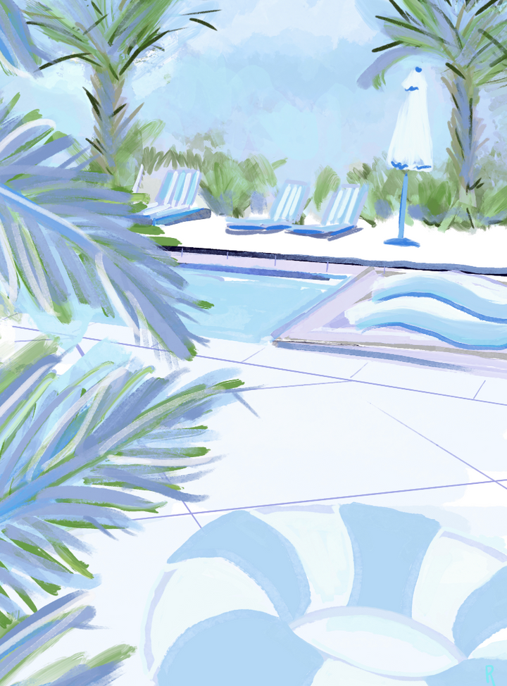 POOLSIDE BLUES- Art Print