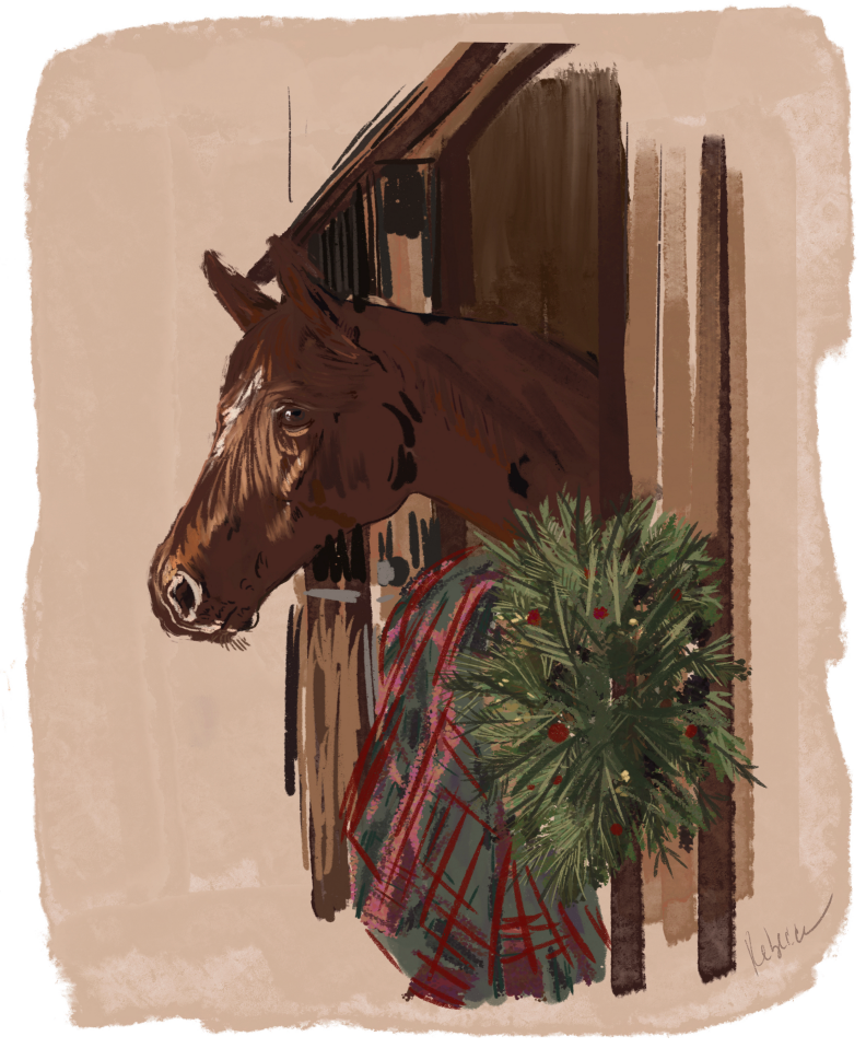 HOLIDAY HORSE STABLE Art Print
