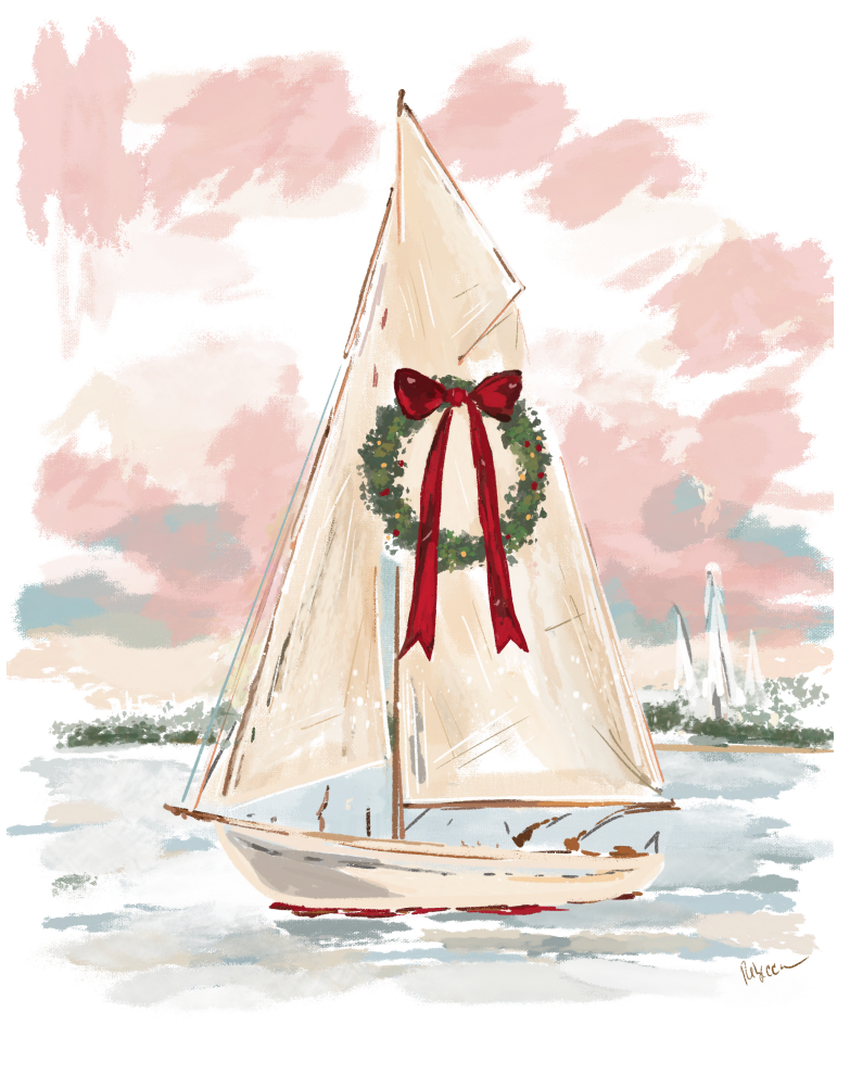 HOLIDAY SAILBOAT Art Print