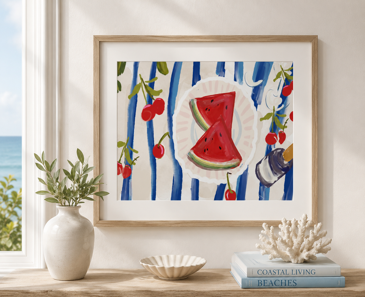 CHERRIES & WATERMELON-Art Print