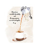llustrated friendship greeting card featuring coffee being poured into a cup with the text “Cheers to our incredible friendship and the many memories we’ve brewed together” by Rebecca Illustrated