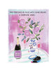 Pink illustrated greeting card featuring flowers, champagne glasses, caviar, and the phrase “May your days be filled with caviar dreams & champagne wishes,” by Rebecca Illustrated.