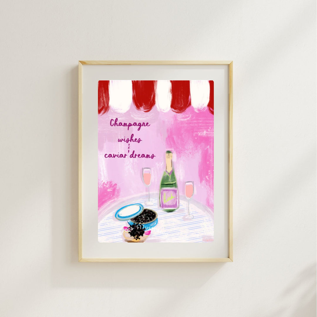 Champagne Wishes & Caviar Dreams Art Print | Glam Kitchen & Bar Art by ...