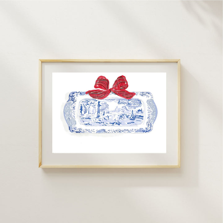 COASTAL SPODE PLATE FOR CHRISTMAS  Art Print