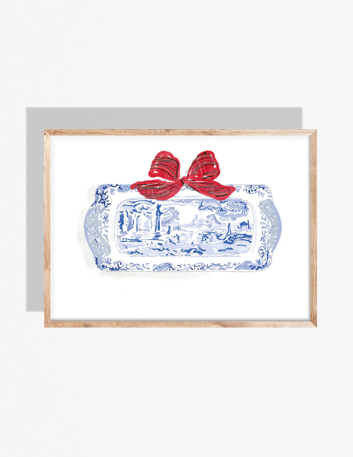 COASTAL SPODE PLATE FOR CHRISTMAS  Art Print