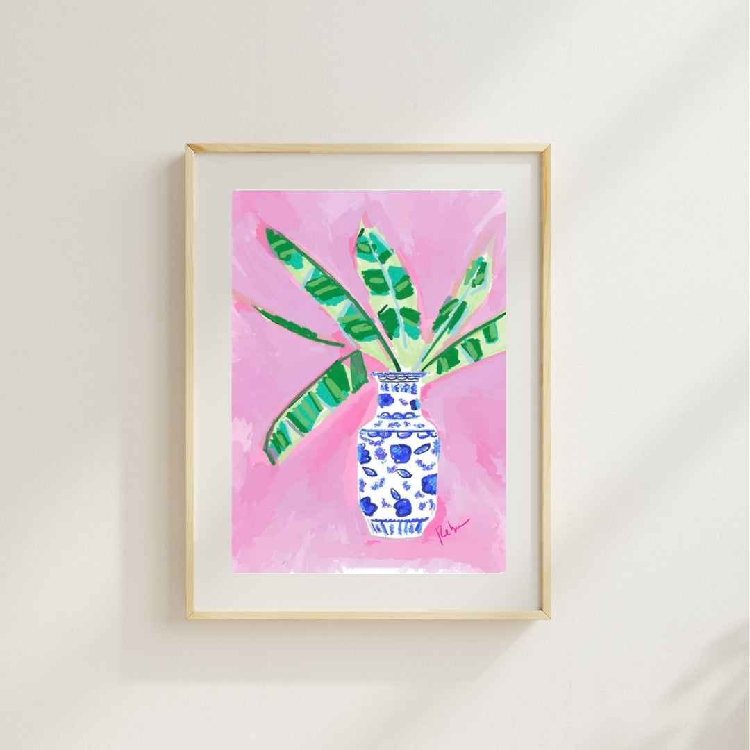PINK & BLUE VASE - Art Print
