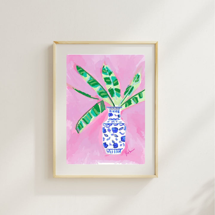 PINK & BLUE VASE - Art Print