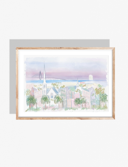 PURPLE CHARLESTON SKYLINE - Art Print