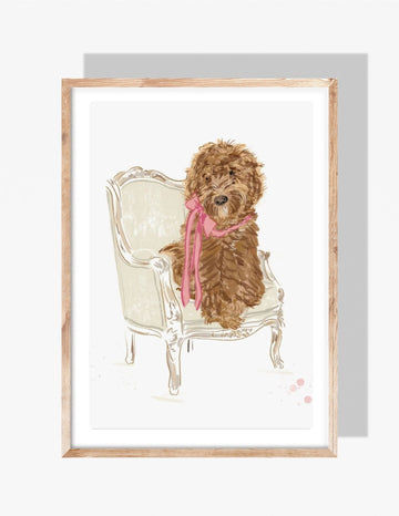 SIT PRETTY DOODLE PINK - Art Print
