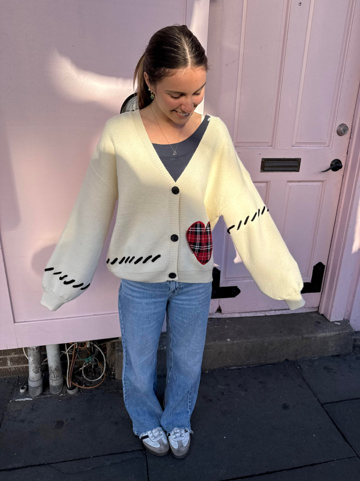 PATCHED HEART CARDIGAN - STORE FINDS