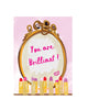 Illustrated encouragement greeting card featuring lipsticks and a mirror with the text “You Are Brilliant!” by Rebecca Illustrated