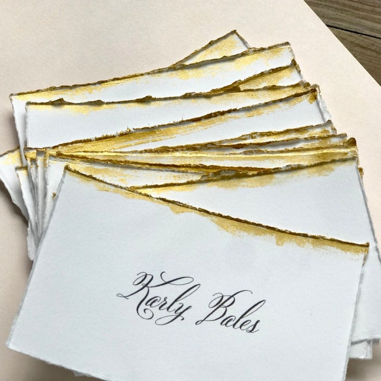 Gold Deckled Place Cards