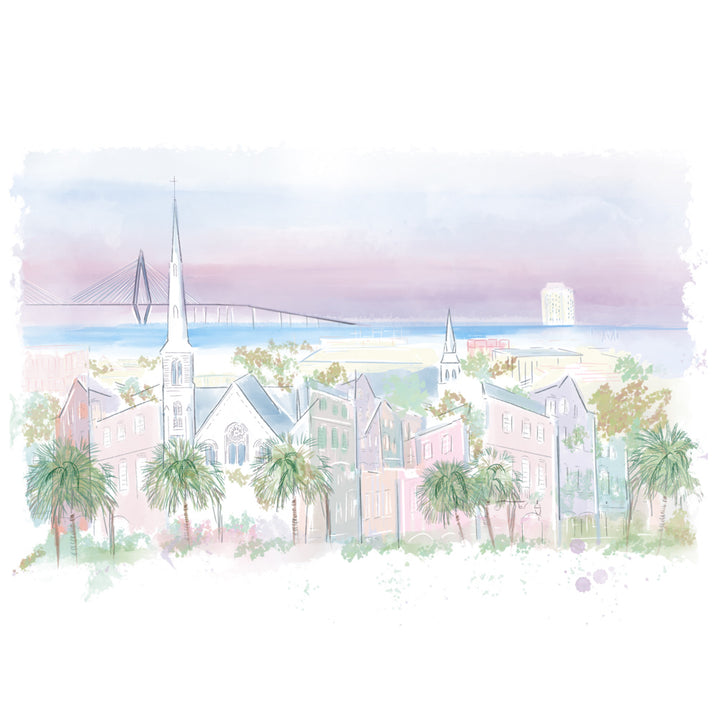 PURPLE CHARLESTON SKYLINE - Note Card