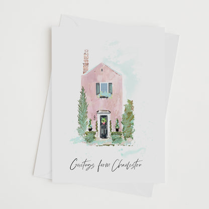 GREETINGS LITTLE PINK HOUSE - Note Card