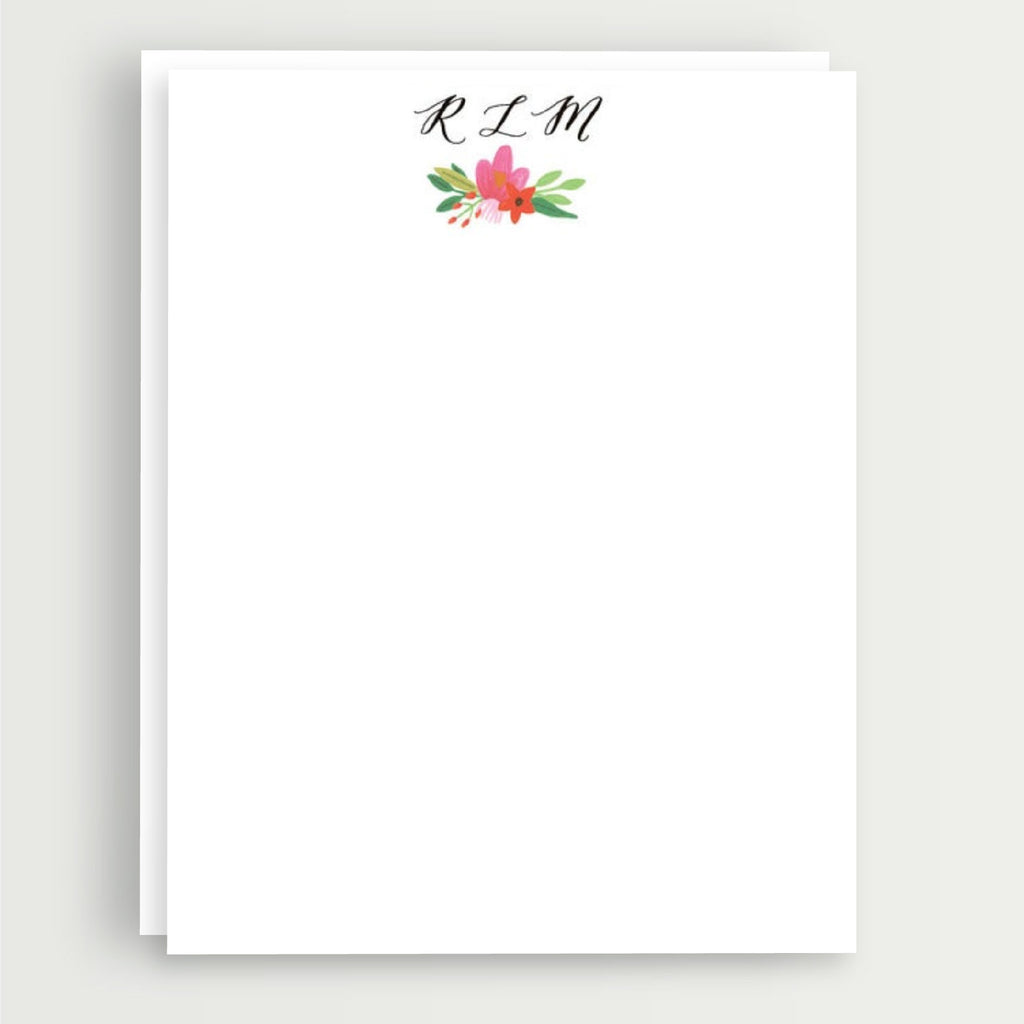 Floral Initials Flat Note Card