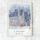 Winter illustration of St. Patrick’s Cathedral in New York City during snowfall — holiday artwork by Rebecca Illustrated