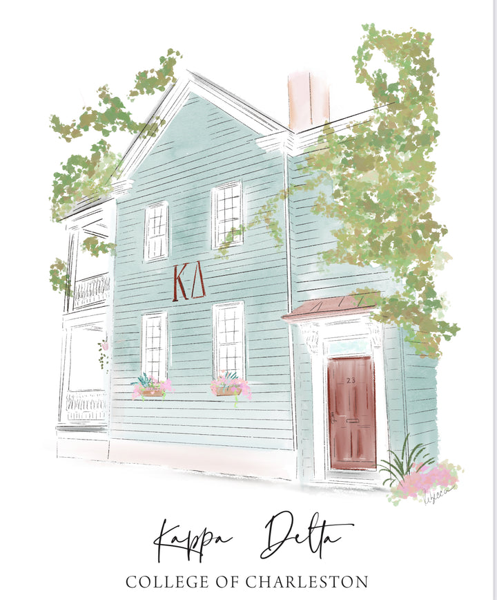 KAPPA DELTA HOUSE - COLLEGE OF CHARLESTON - Art Print